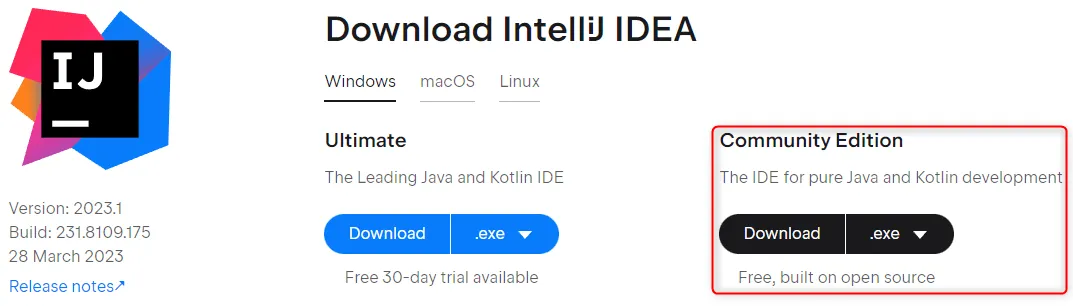 Download IntelliJ from JetBrains