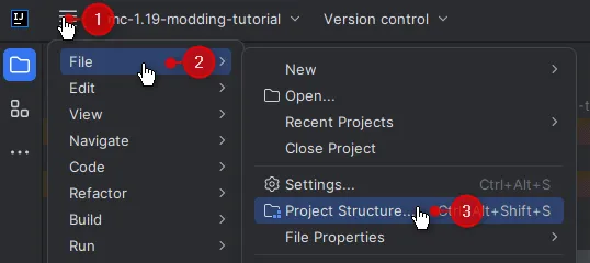 Open project structure on file menu