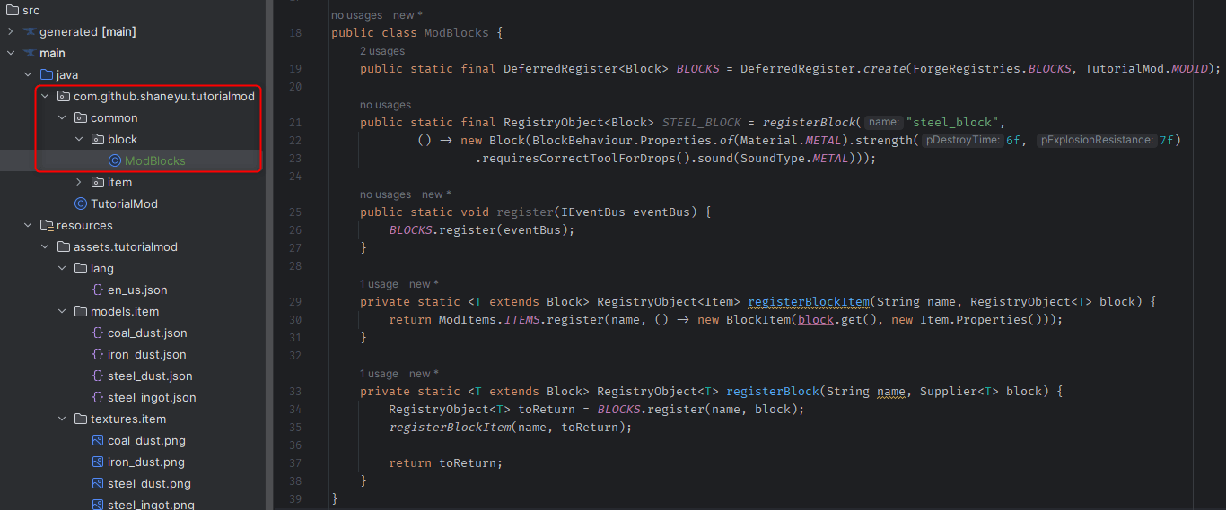 Our ModBlocks class